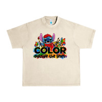 Sandshell color outside the lines autism stitch Urban Heavy Tee - Zillion Design Studio