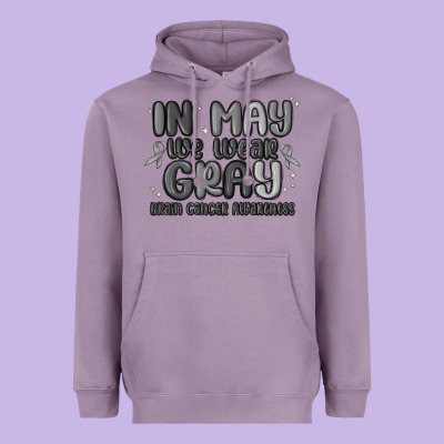 In May We Wear Gray Brain Cancer Awareness Heavyweight Hoodie Designed By Maliassmallbusiness