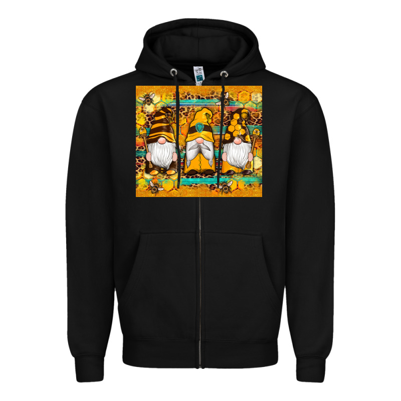 Western Bee Gnomes  Honeycomb  Leopard Turquoise Wooden Serape Zipper Hoodie by Artiststas | Teevron