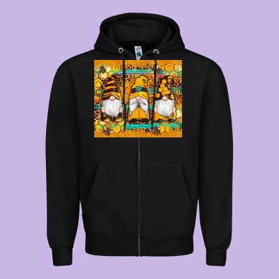 Western Bee Gnomes  Honeycomb  Leopard Turquoise Wooden Serape Zipper Hoodie Designed By Artiststas