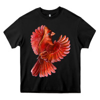 Black Flying Northern Cardinal Bird Heavy Core Tee - LillyAllenDesigns