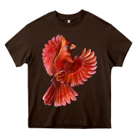 Chocolate Brown Flying Northern Cardinal Bird Heavy Core Tee - LillyAllenDesigns