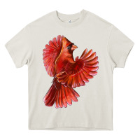 Cream Flying Northern Cardinal Bird Heavy Core Tee - LillyAllenDesigns
