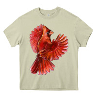 Mossy Flying Northern Cardinal Bird Heavy Core Tee - LillyAllenDesigns