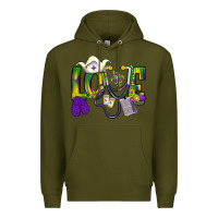 Army Green Mardi Gras Love Nurse Premium Hoodie - BundleAndBundleShop