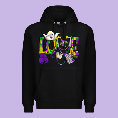 Mardi Gras Love Nurse Premium Hoodie Designed By Bundleandbundleshop