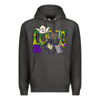 Charcoal Heather Mardi Gras Love Nurse Premium Hoodie - BundleAndBundleShop