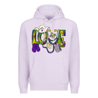 Lilac Mardi Gras Love Nurse Premium Hoodie - BundleAndBundleShop
