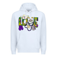White Mardi Gras Love Nurse Premium Hoodie - BundleAndBundleShop