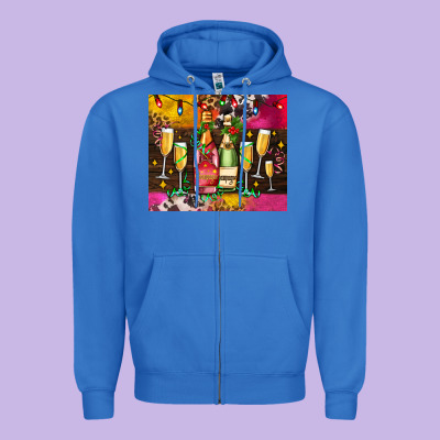 Christmas Champagne Bottles And Zipper Hoodie Designed By Adodesignshop