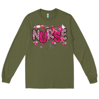 Army Green breast cancer nurse Long Sleeve Tee - JahusDesignShop