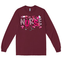 Burgundy breast cancer nurse Long Sleeve Tee - JahusDesignShop