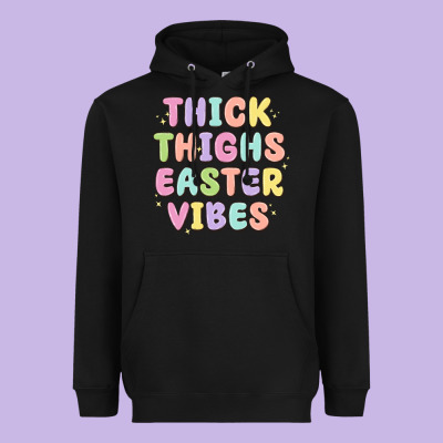 Thicks Thighs Easter Vibes Heavyweight Hoodie Designed By Maliassmallbusiness