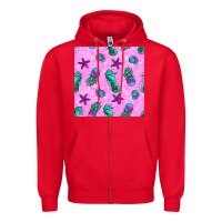 Red summer ocean seamless pattern Zipper Hoodie - BundleAndBundleShop