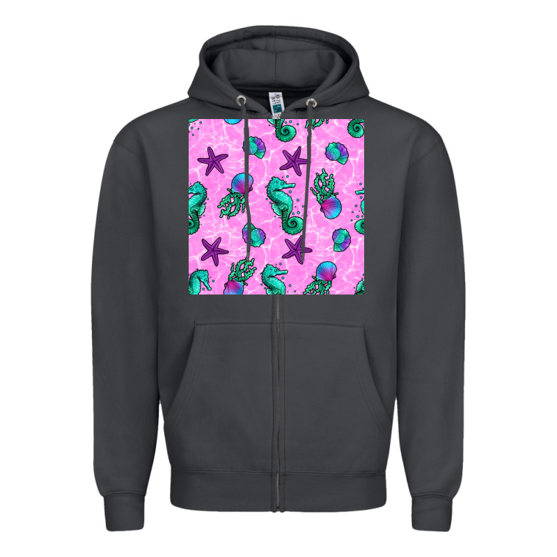 Summer Ocean Seamless Pattern Zipper Hoodie by BundleAndBundleShop | Teevron