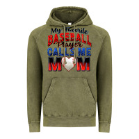 Vintage Olive my favorite baseball player calls me mom Vintage Hoodie - Zillion Design Studio