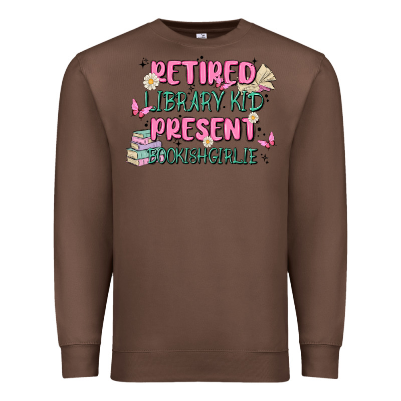 Retired Library Kid Present Bookish Girlie Premium Sweatshirt by MaliasSmallBusiness | Teevron