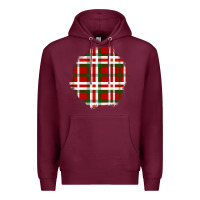 Burgundy Christmas Tartan Patch Premium Hoodie - BundleAndBundleShop