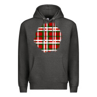 Charcoal Heather Christmas Tartan Patch Premium Hoodie - BundleAndBundleShop