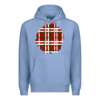 Colony Blue Christmas Tartan Patch Premium Hoodie - BundleAndBundleShop