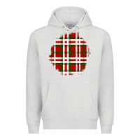 Dove Grey Christmas Tartan Patch Premium Hoodie - BundleAndBundleShop