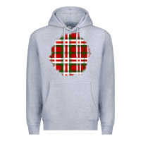 Heather Grey Christmas Tartan Patch Premium Hoodie - BundleAndBundleShop