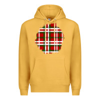Mustard Christmas Tartan Patch Premium Hoodie - BundleAndBundleShop