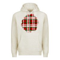 Oatmeal Heather Christmas Tartan Patch Premium Hoodie - BundleAndBundleShop
