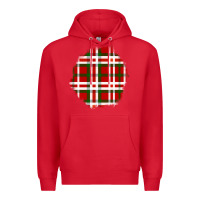 Red Christmas Tartan Patch Premium Hoodie - BundleAndBundleShop