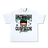 White cowhide junkie messy bun Urban Heavy Tee - Zillion Design Studio