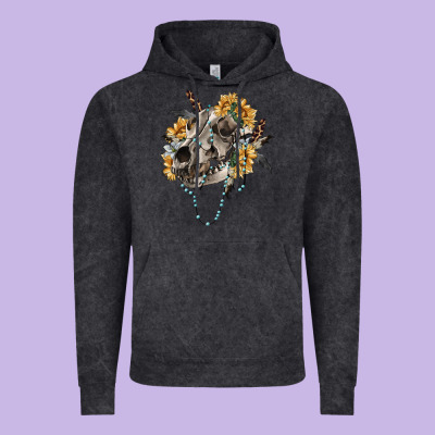 Vintage Hoodie Boho wolf skull
