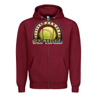 Burgundy softball rainbow Zipper Hoodie - JahusDesignShop