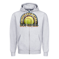 Heather Grey softball rainbow Zipper Hoodie - JahusDesignShop