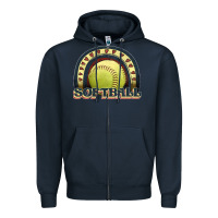 Navy softball rainbow Zipper Hoodie - JahusDesignShop