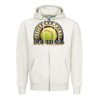 Oatmeal Heather softball rainbow Zipper Hoodie - JahusDesignShop