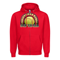 Red softball rainbow Zipper Hoodie - JahusDesignShop