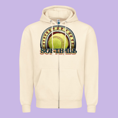 Softball Rainbow Zipper Hoodie Designed By Jahusdesignshop