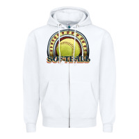 White softball rainbow Zipper Hoodie - JahusDesignShop