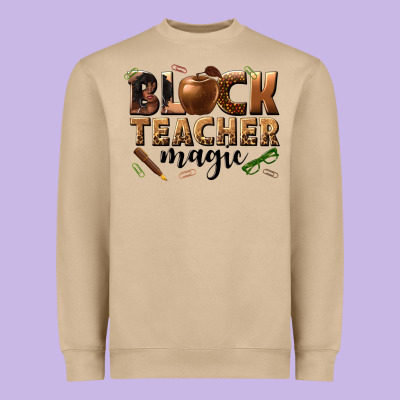 Black Teacher Magic Melanin Heavyweight Sweatshirt Designed By Texasbilliewilder