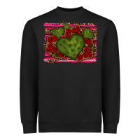Black Valentine Cactus Heart with Roses Heavyweight Sweatshirt - RanaPortraitStore