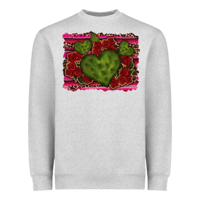 Valentine Cactus Heart With Roses Heavyweight Sweatshirt by RanaPortraitStore | Teevron