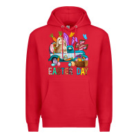 Red Easter Day With Truck Premium Hoodie - BundleAndBundleShop