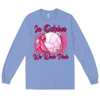 Colony Blue in october we wear pink breast cancer valleybal Long Sleeve Tee - JahusDesignShop