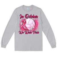 Moon Dust in october we wear pink breast cancer valleybal Long Sleeve Tee - JahusDesignShop