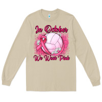 Mushroom in october we wear pink breast cancer valleybal Long Sleeve Tee - JahusDesignShop