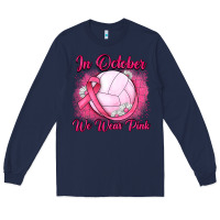 Navy in october we wear pink breast cancer valleybal Long Sleeve Tee - JahusDesignShop