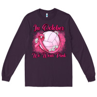 Plum in october we wear pink breast cancer valleybal Long Sleeve Tee - JahusDesignShop
