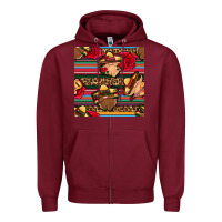 Burgundy mexican gnomes seamless pattern Zipper Hoodie - BundleAndBundleShop