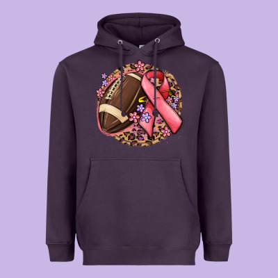 Breast Cancer Ribbon And American Football Heavyweight Hoodie Designed By Maliassmallbusiness