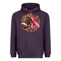 Plum breast cancer ribbon and american football Heavyweight Hoodie - MaliasSmallBusiness